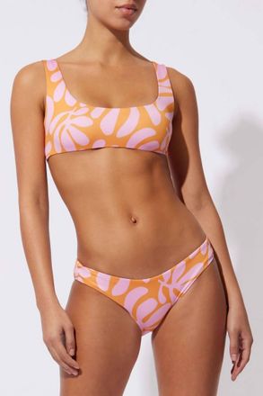 Solid & Striped Elle Bikini Top In Printed Sheenluxe/leaf Print