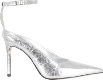 Giampaolo Viozzi Silver Pointed-Toe Ankle Strap Leather Pumps