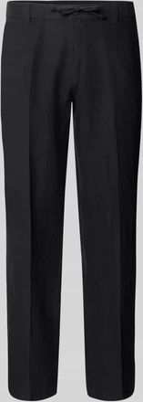 Selected Regular Fit Leinenhose mit Bügelfalten Modell LEROY in Black, Größe XL