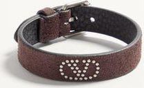Valentino Garavani VLogo Signature Suede and Metal Bracelet Man BROWN UNI