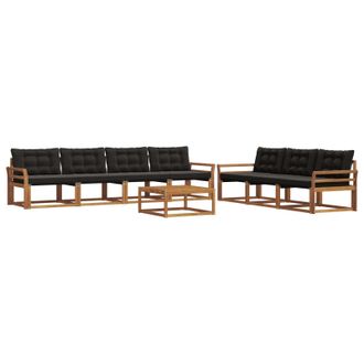 vidaXL Conjunto De Sof&aacute;s De Exterior Con Coj&iacute;n 8 Pcs Natural Y Negro Vidaxl