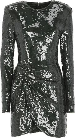 Rotate Rotate Birger Christensen, Kleedjes, Dames, Groen, S, Polyester, Glinsterende minirok met rozet
