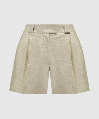 Brunello Cucinelli Light Gold Linen Shorts, Size X-Small
