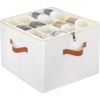 OEM Organizador De Zapatos De Tela Beige, Armario Para Guardar Zapatos Ajustable Con Tapa Transparente, Compartimentos Personalizables, Asas Reforzadas - 