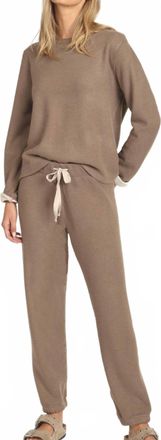 Dylan Dream Raw Edge Cuff Sweatshirt In Soft Brown