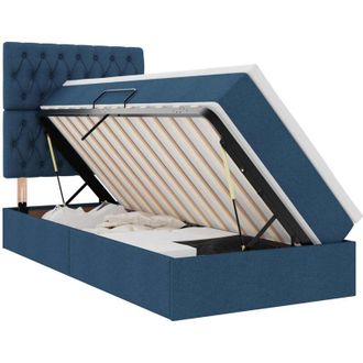 vidaXL Storage Bed with Mattress Blue 90 x 190 cm Polyester vidaXL