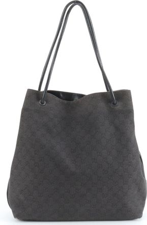 Gucci Gg Canvas Black Gg Canvas Handbag Tote Bag (Pre-Owned)