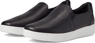 FitFlop Rally Leather Slip-On Skate Sneakers Womens Shoes Black : 5.5 M (B)