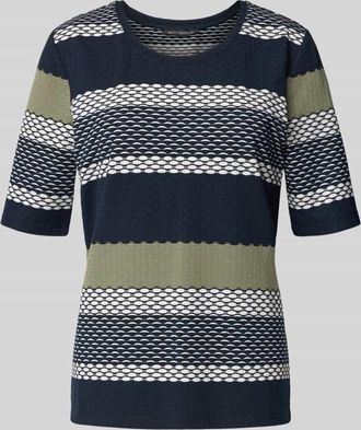 Betty Barclay T-Shirt mit geripptem Rundhalsausschnitt in Marine, Größe 36