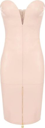 Elisabetta Franchi Jurk met off-shoulder sweetheart halslijn en rits - Dames - Feestkleedjes - Beige - S - Leer - Kleedjes