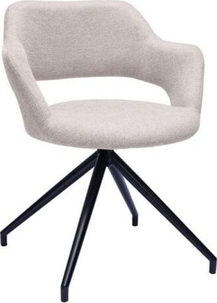 Miliboo Miliboo - Silla giratoria 360° de terciopelo texturizado beige y metal negro jessy