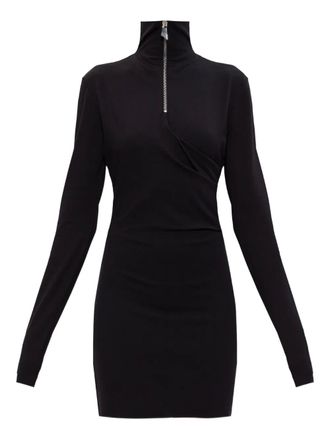 The Attico half-zip mini dress - Zwart