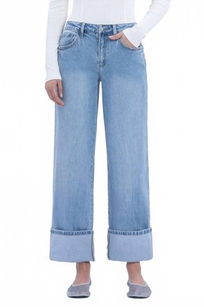Flying Monkey Gabby Super High Rise Baggy Cuffed Straight Jeans In Enrapture