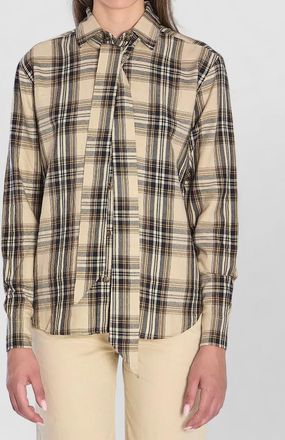 Saint Laurent cassandre check shirt oversized tie collar