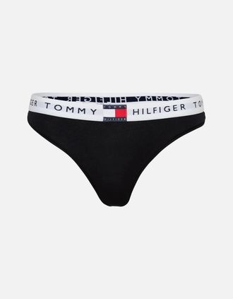 Tommy Hilfiger Womens Heritage Cotton Thong, Black - Black/Black - Size: 18/32in