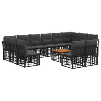 vidaXL Conjunto De Sof&aacute;s De Exterior 13 Pcs Negro Y Gris Oscuro Vidaxl