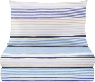 KASANOVA Completo letto 1 piazza e mezza righe blu azzurre