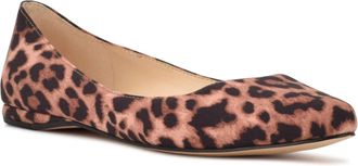 Nine West Speakup Flats Brown Leopard Print Almond Toe Slip On HAWK587