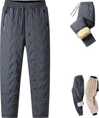 Generic Unisex Plush-Lined Waterproof Pants, Warm Windproof Comfort Sweatpants, Winter Outdoor Jogging Bottoms Active Pant