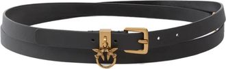 Pinko Cintura in pelle con placca logo - Nero
