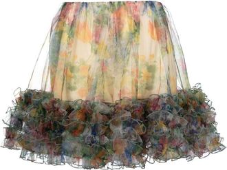 Viktor & Rolf Blooming Summer frill mini skirt - women - Acetate/Viscose - S - Yellow