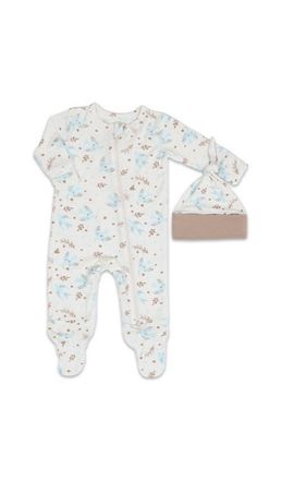 Everly Grey Jersey Long Sleeve Footie & Hat Set in Nest at Nordstrom, Size Newborn