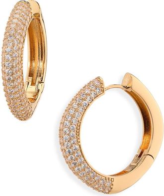 Cara Cubic Zirconia Chunky Hoop Earrings in Gold/Crystal at Nordstrom Rack