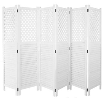 Hhg [NON UTILIZZATO] Paravento divisore separ&egrave; decorativo HHG-916 6 pannelli 245x170cm bianco