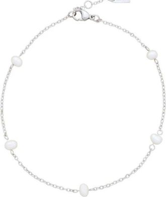 Pompeii3 Max Anklet Silver Plated 9.5 5mm Freshwater Pearls Lobster Clasp