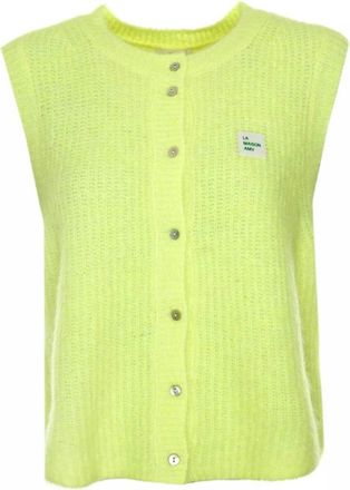 American Vintage Truien & Vesten, Dames, Geel, M, Mouwloze Cardigan met knoopsluiting