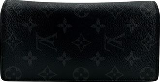 Louis Vuitton Black Leather Long Wallet (Bi-Fold) (Pre-Owned)