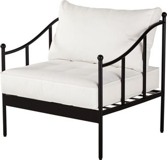 Maisons du monde Sill&oacute;n de jard&iacute;n de acero negro y cojines color blanco roto