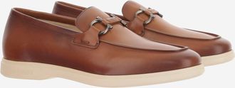 Ferragamo Mens Leather Loafers Light Brown Calf