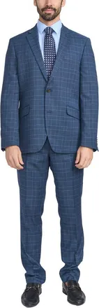 The Savile Row Company Blue Plaid Print Trim-Fit Suit at Nordstrom Rack, Size 40Regular