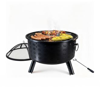 Relaxdays Relaxdays Brasero, Hx&oslash; 62 X 66 Cm, Con Parrilla, Protector De Chispas & Atizador, Hogar De Jard&iacute;n, Negro