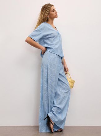 Icone Womens Lightweight piqu&eacute; knit wide-leg pant