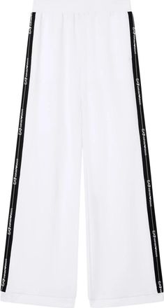 Emporio Armani Cotton-Modal Jersey Broek - Dames - Wijde Broeken - Wit - S - Katoen - Broeken