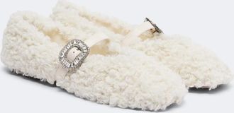 Roger Vivier Pilgrim Strass shearling Mary Jane flats
