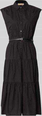 Michael Kors Hemdblusenkleid mit G&uuml;rtel und Knopfleiste in BLACK, Gr&ouml;&szlig;e XL