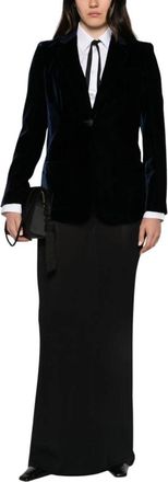 Emporio Armani Geklede single-breasted blazer met inkeping revers - Dames - Blazers - Blauw - S - Leer - Jassen