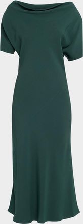 Kiton High-Neck Short-Sleeve Midi Dress