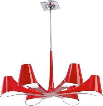 Netlighting Ora Telescopic Convertible To Semi Flush 6 Light E27 Gloss Red Chrome