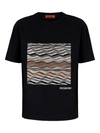 Missoni wave-pattern T-shirt - women - Cotton/Rayon/Wool/Elastane/Polyamide - S - Black