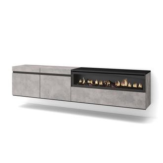 Skraut Home Skraut Home - Mueble Tv, Televisi&oacute;n, Muebles De Sal&oacute;n, Almacenaje, 200x45x35cm, Para Tv Hasta 80, Chimenea El&eacute;ctrica, Colgado, Suspendido, Estilo Mode