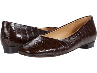 Trotters Honor Womens Shoes Dark Brown Croco Leather : 9.5 WW (EE)