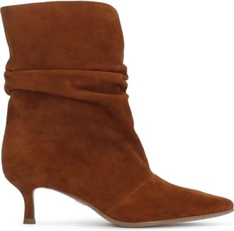 Kazar Schoenen, Dames, Bruin, 39 EU, Leer, Kazar Bruine enkellaarsjes met gekreukeld bovenwerk
