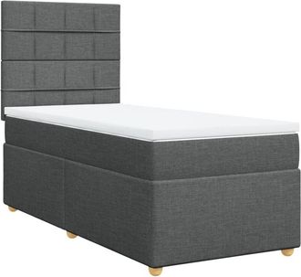 vidaXL Vidaxl - Cama Box Spring Con Colch&oacute;n Tela Gris Oscuro 90x200 Cm