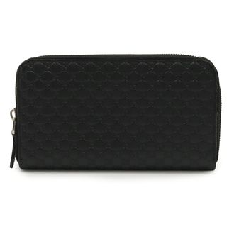 Gucci Black Micro Gg Leather Leather Long Wallet (Bi-Fold) (Pre-Owned)