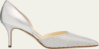Manolo Blahnik 70mm Taylerbinu Woven Metallic Leather Pumps