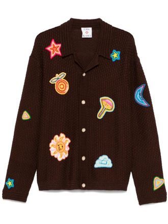 Casablanca motif crochet shirt - Brown